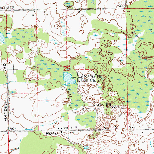 Topographic Map of Arcadia Hills Golf Club, MI