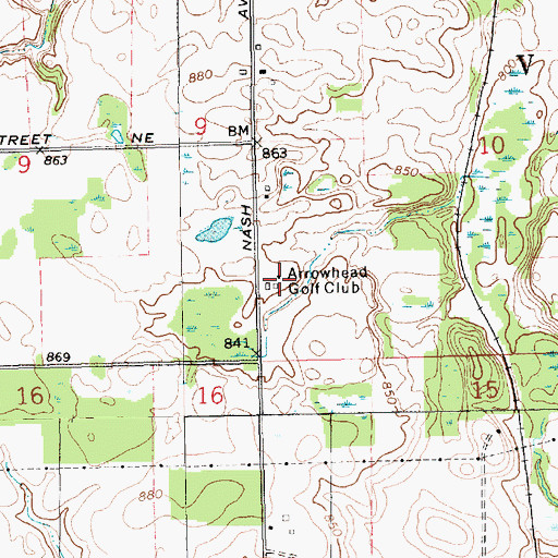 Topographic Map of Arrowhead Golf Club, MI