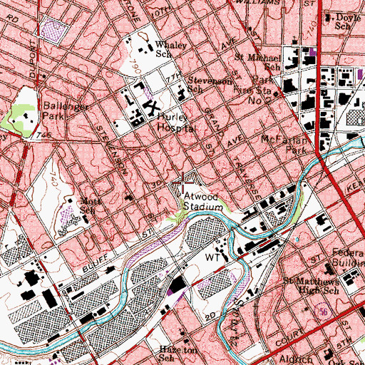 Topographic Map of Atwood Stadium, MI