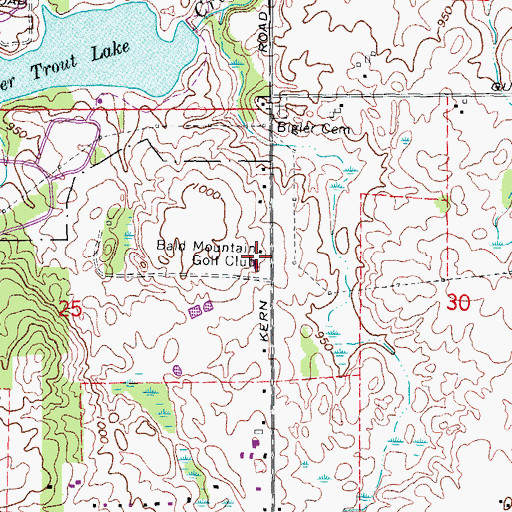 Topographic Map of Bald Mountain Golf Club, MI