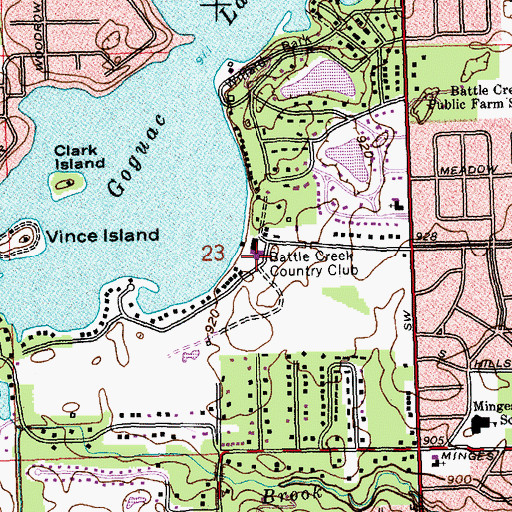 Topographic Map of Battle Creek Country Club, MI