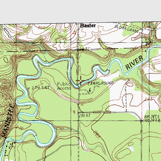 Topographic Map of Baxter Bridge, MI