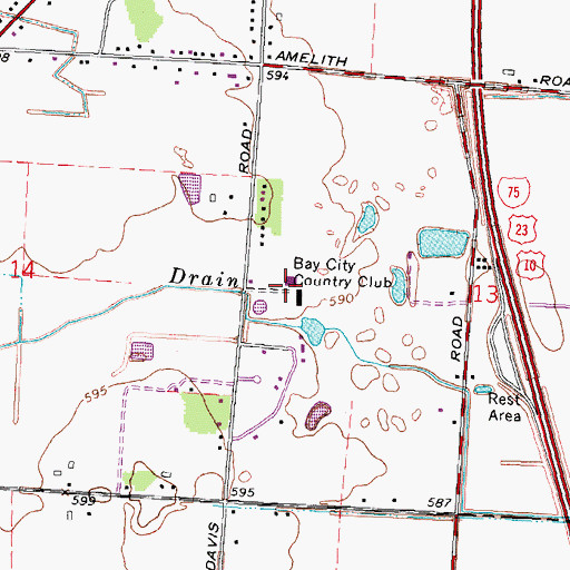 Topographic Map of Bay City Country Club, MI