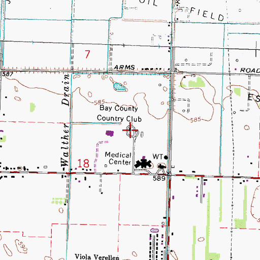 Topographic Map of Bay County Country Club, MI