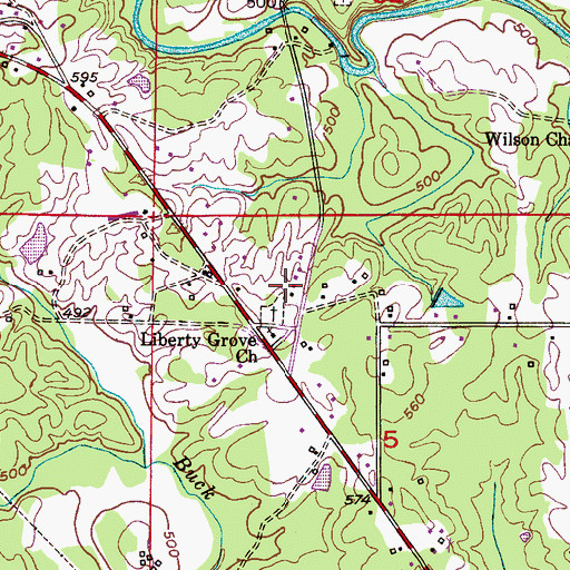 Topographic Map of Lucky (historical), AL