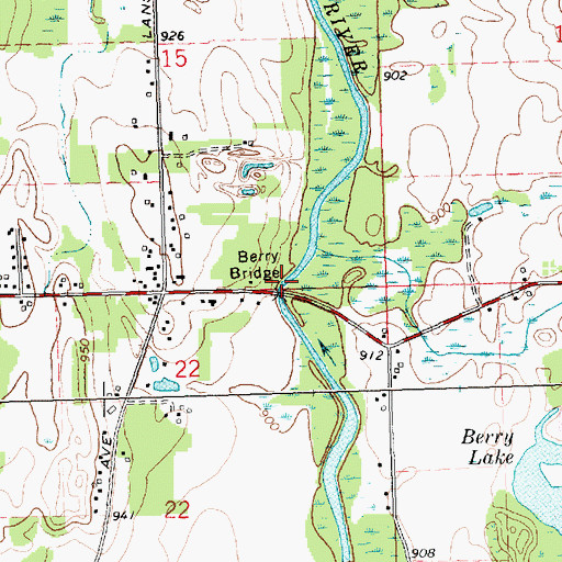 Topographic Map of Berry Bridge, MI