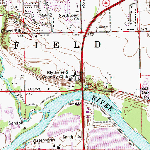 Topographic Map of Blythefield Country Club, MI