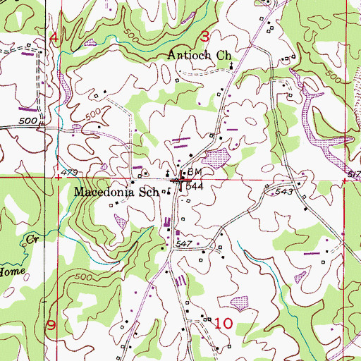 Topographic Map of Macedonia, AL