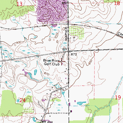 Topographic Map of Brae-Burn Golf Club, MI