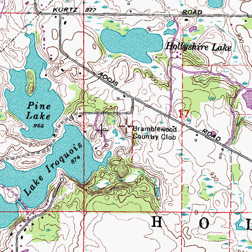 Topographic Map of Bramblewood Country Club, MI