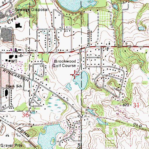 Topographic Map of Brookwood Golf Course, MI