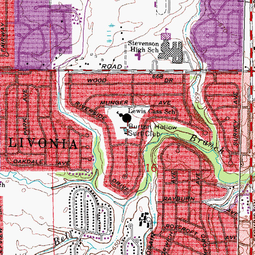 Topographic Map of Burton Hollow Surf Club, MI