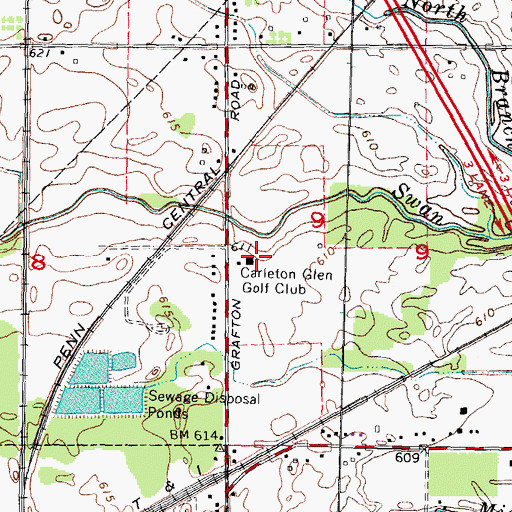 Topographic Map of Carleton Glen Golf Club, MI