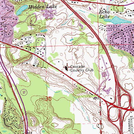 Topographic Map of Cascade Country Club, MI