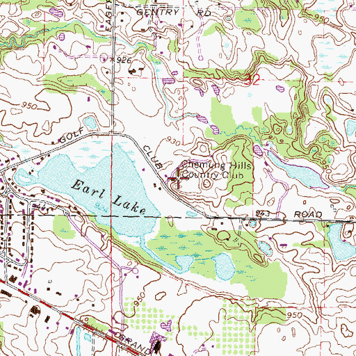 Topographic Map of Chemung Hills Country Club, MI