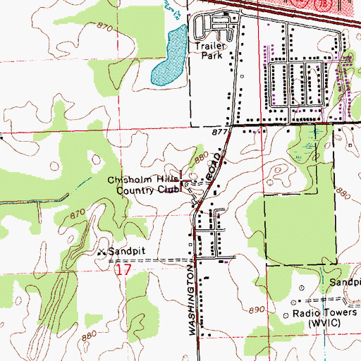 Topographic Map of Chisholm Hills Country Club, MI