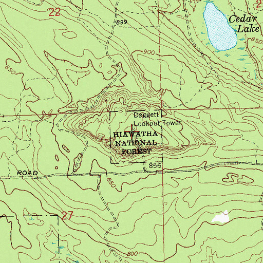 Topographic Map of Daggett Lookout Tower, MI