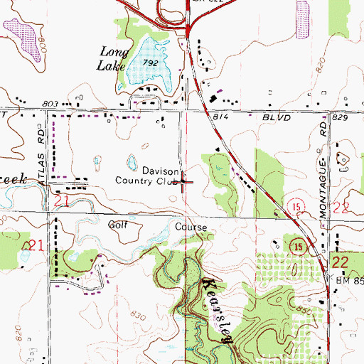 Topographic Map of Davison Country Club, MI