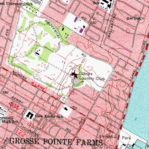 Topographic Map of Detroit Country Club, MI