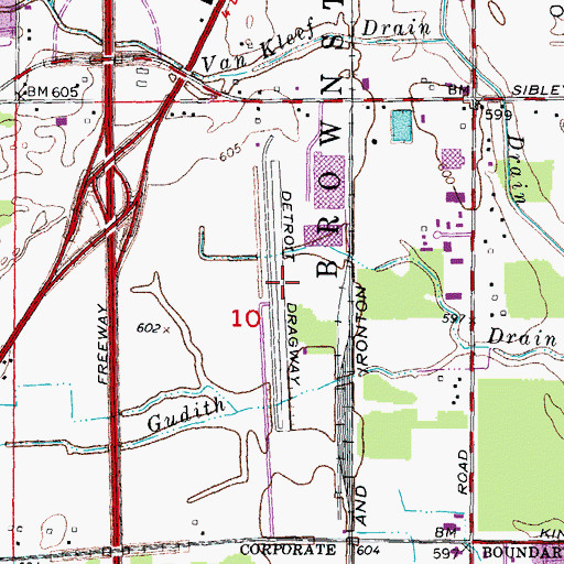 Topographic Map of Detroit Dragway, MI