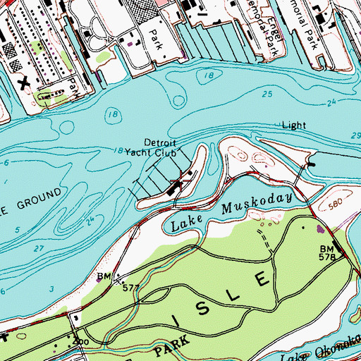 Topographic Map of Detroit Yacht Club, MI