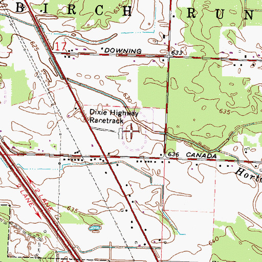 Topographic Map of Dixie Motor Speedway, MI