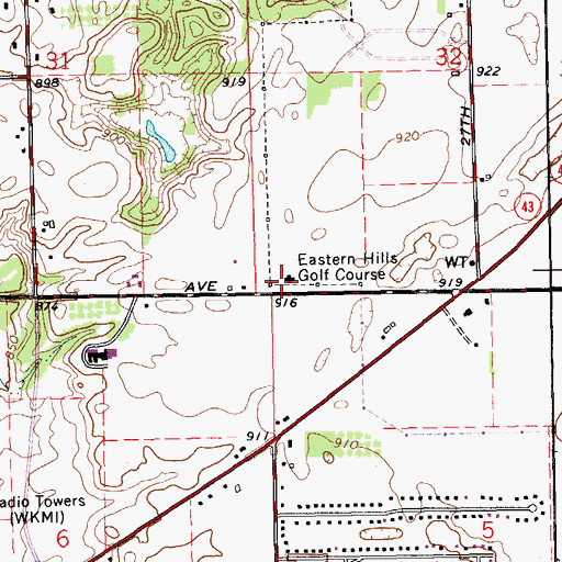 Topographic Map of Eastern Hills Golf Course, MI