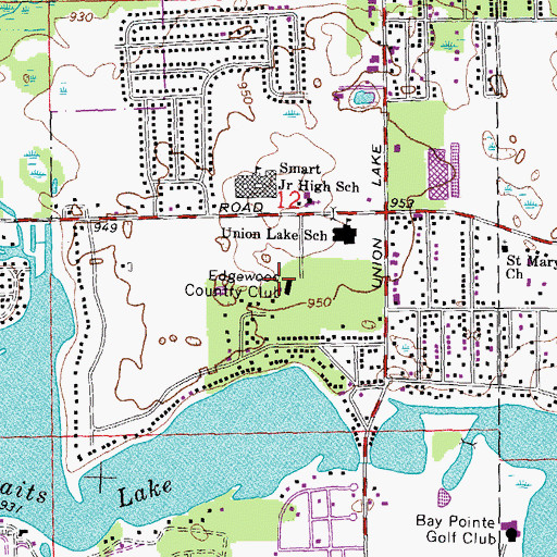 Topographic Map of Edgewood Country Club, MI