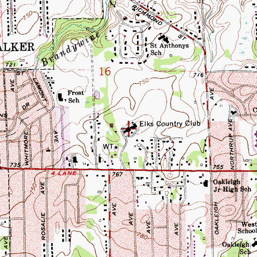 Topographic Map of Highlands Golf Course, MI