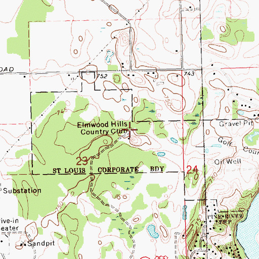Topographic Map of Hidden Oaks Golf Course, MI