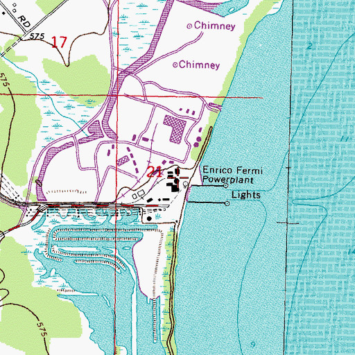 Topographic Map of Enrico Fermi Powerplant, MI