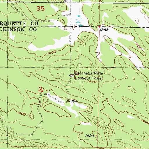 Topographic Map of Escanaba River Lookout Tower, MI