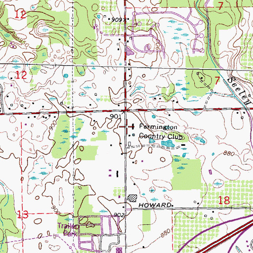 Topographic Map of Farmington Country Club, MI