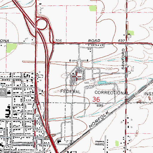 Topographic Map of Federal Correctional Institution, MI