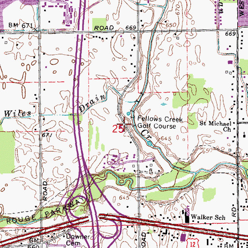 Topographic Map of Fellows Creek Golf Course, MI