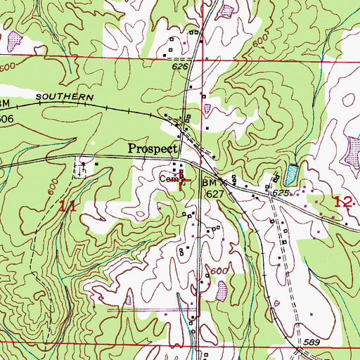 Topographic Map of Prospect Cemetery, AL
