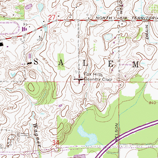 Topographic Map of Fox Hills Country Club, MI