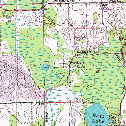 Topographic Map of Glen Lore Golf Club, MI