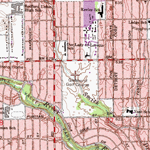 Topographic Map of Glenhurst Golf Course, MI