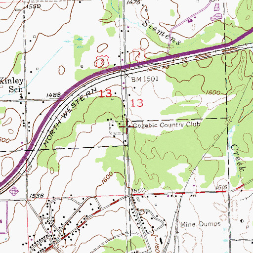 Topographic Map of Gogebic Country Club, MI