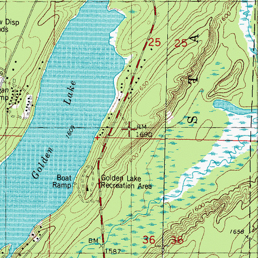 Topographic Map of Golden Lake Lookout Tower, MI