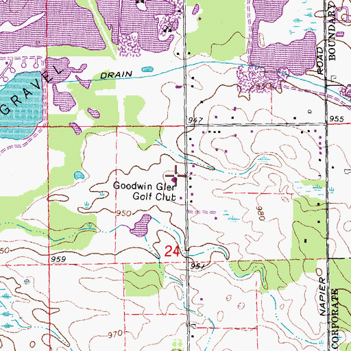 Topographic Map of Walnut Creek Golf Club, MI