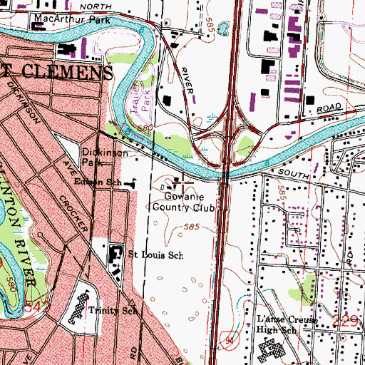 Topographic Map of Gowanie Country Club, MI