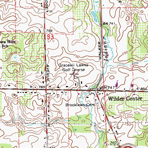 Topographic Map of Gracewil Lawns Golf Course, MI