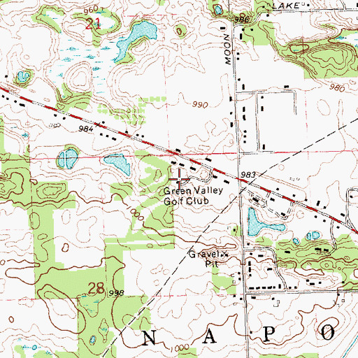 Topographic Map of Green Valley Golf Club, MI