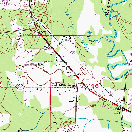 Topographic Map of Shady Grove Church (historical), AL