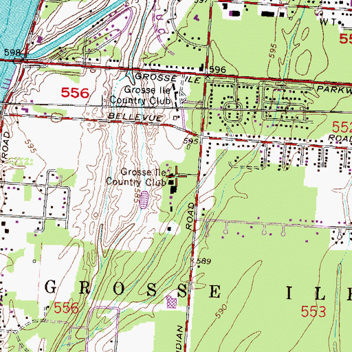 Topographic Map of Grosse Ile Country Club, MI