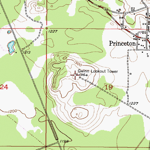 Topographic Map of Gwinn Lookout Tower, MI