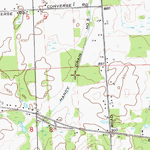 Topographic Map of Handy Drain Number 5, MI