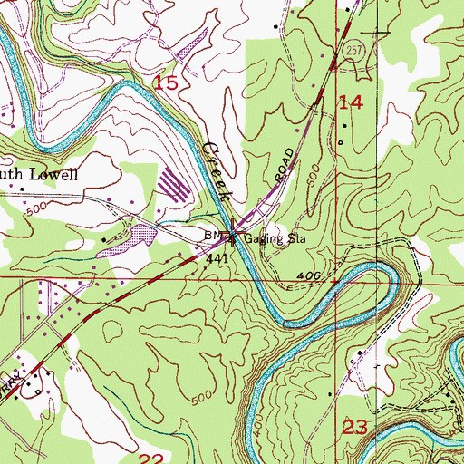 Topographic Map of Shields Bridge, AL